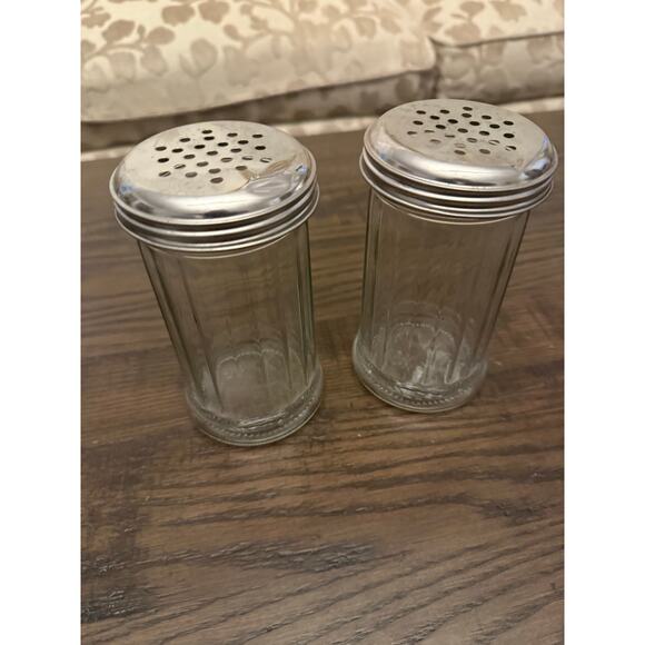 Vintage Restaurant-Style Cheese & Spice Shaker Set with Chrome Lids-2 - Picture 9 of 10